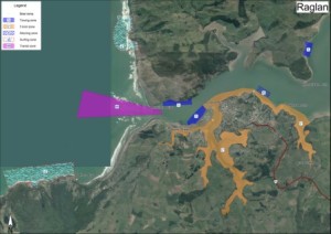 Navigation map of Raglan Whaingaroa Harbour - WRC