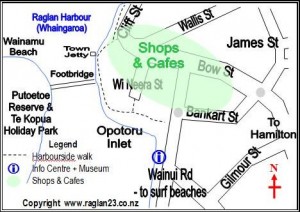 Map of Raglan Cafe and Shopping Area