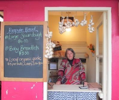 Sourdough baker Jenny Carter in her Ruapuke Artisan Bread shop in Bow St, Raglan