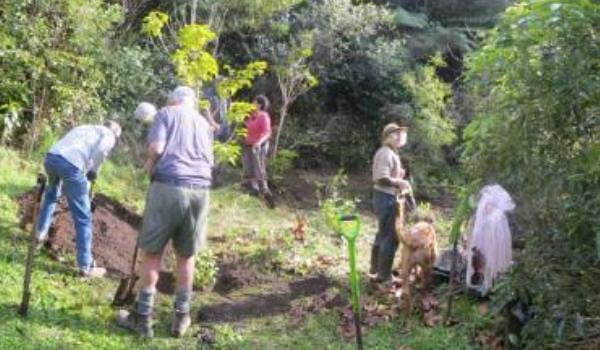 Friends of Wainui at work on another planting project in the Bush Park - Image F of W