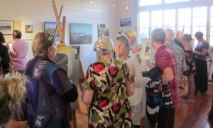 Checking out art works at the preview evening.