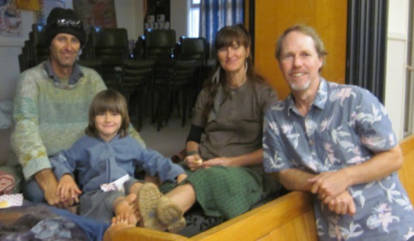 Filmmaker Aaron Moar (right) before the premiere with audience members sitting in the dress circle.