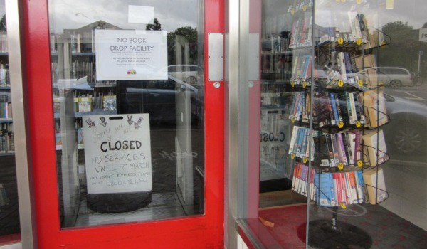 Vistors to the Council office and library this morning were confronted with a locked door and a closed sign.
