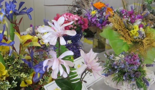 Floral arrangements at the Raglan Spring Flower Show