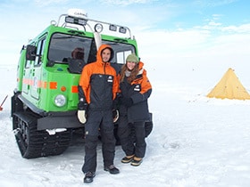 Raglan locals: Waikato University Master of Science student Clare Beet and Waikato University Earth Sciences Technician Dean Sandwell visited Antarctica for the first time in January to undertake scientific research. Image supplied