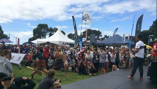 Daniel Kereopa receives the Ultimate Waterman trophy. Image The Ultimate Waterman