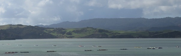 Waka round the buoy off Moonlight Bay