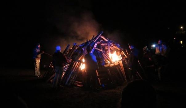 Lighting the Matariki bonfire