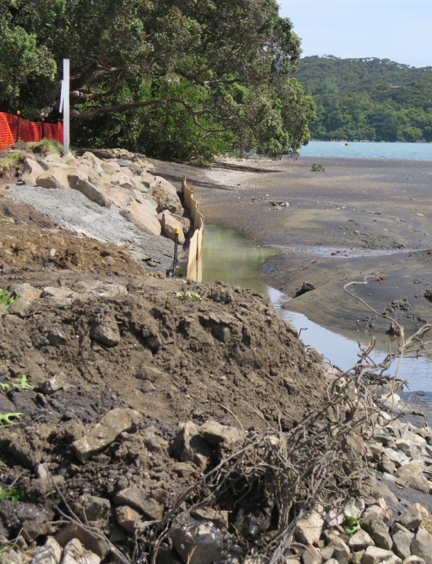 Gabion cages being removed