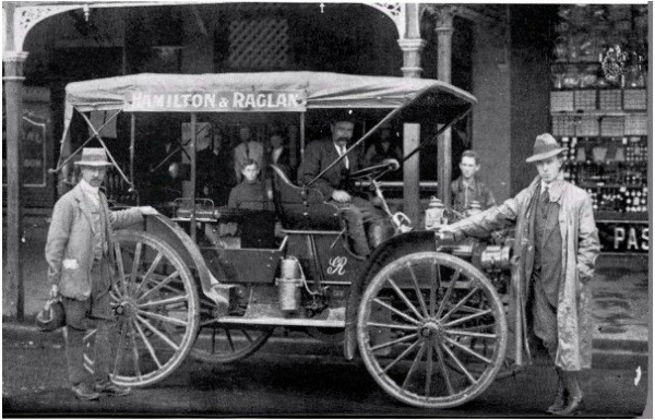 Bob Aitken in ‘Puffing Billy’ at Hamilton is annotated as taken about 1916