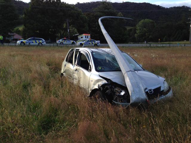 Four Hamilton offenders tried to break into a car in Raglan before crashing this Mazda Image NZ Police