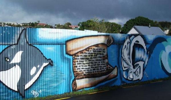 Part of the mural in Wi Neera Street - Image Raglan I-SITE Flicker