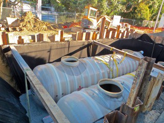 Site of the Marine Parade sewage spill - Photo shows new storage tanks being constructed - Image John Lawson