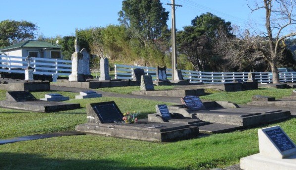 Part of the cemetery in East St, Raglan