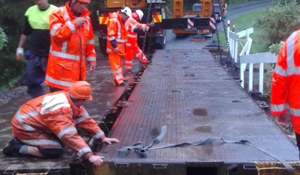 Temporary bridge in place in Otonga Valley Road - Image Raglan Community Board Facebook