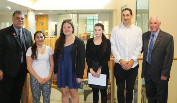 Waikato-Tainui Chair Rahui Papa, Amorangi Heremia-Flavell, Te Kiteora Rolleston-Gabel, Isabella Woodward (on behalf of Georgia Woodward), Tumanako Ritchie, Waikato regional Council chair Alan Livingston