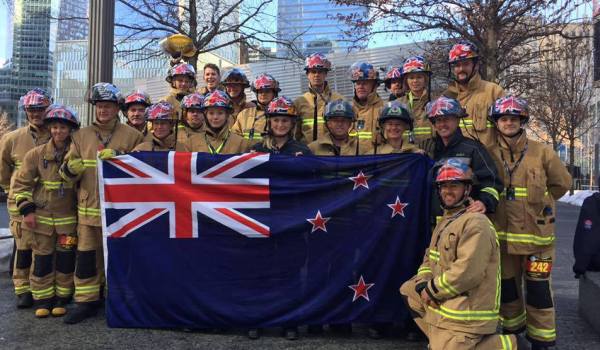 All of the Kiwi firefighters in New York for the climb. - Raglan Volunteer Firefighters' FB