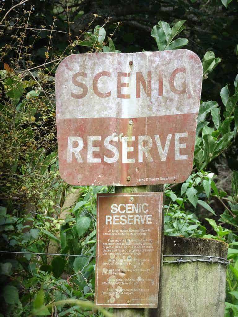 As this old sign shows, the Bryant Reserve was established in the days of Lands and Survey Department. Image John Lawson.
