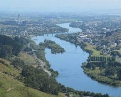 View of Ngaruawahia and Waikato River from Hakarimata range west of Ngaruawahia 120917Hakarimata