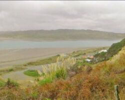 Ngarunui Beach with Raglan Harbour Bar and Entrance 150723ngarunuibeach