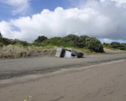 WW2 1942 ‘Type 22’ pillboxes on Wainamu Beach close to Raglan Domain.
